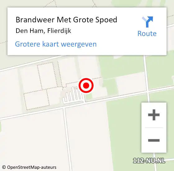 Locatie op kaart van de 112 melding: Brandweer Met Grote Spoed Naar Den Ham, Flierdijk op 15 september 2024 20:52