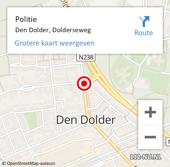 Locatie op kaart van de 112 melding: Politie Den Dolder, Dolderseweg op 15 september 2024 21:03