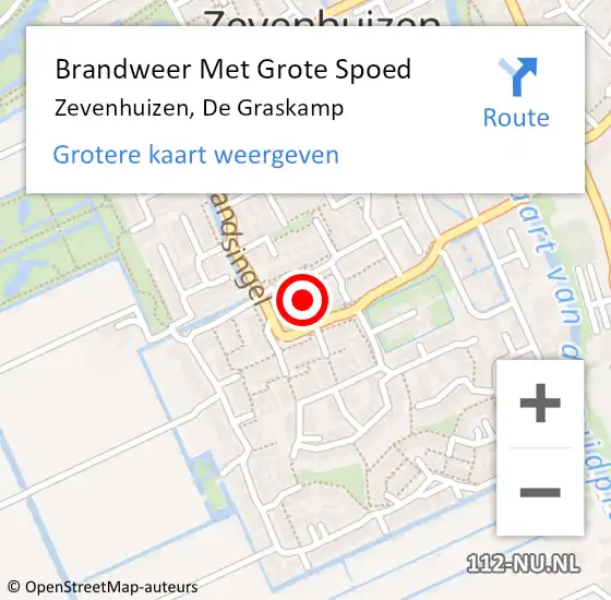 Locatie op kaart van de 112 melding: Brandweer Met Grote Spoed Naar Zevenhuizen, De Graskamp op 15 september 2024 21:13