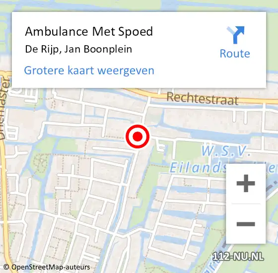 Locatie op kaart van de 112 melding: Ambulance Met Spoed Naar De Rijp, Jan Boonplein op 15 september 2024 21:14