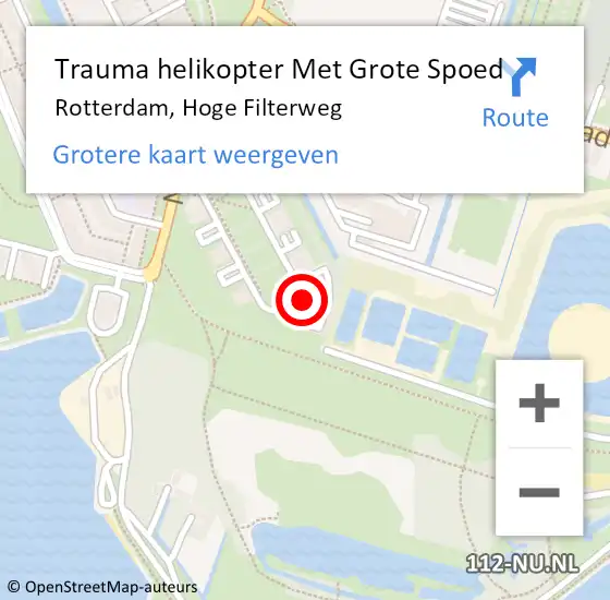 Locatie op kaart van de 112 melding: Trauma helikopter Met Grote Spoed Naar Rotterdam, Hoge Filterweg op 15 september 2024 21:19