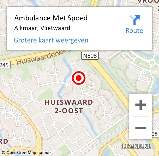 Locatie op kaart van de 112 melding: Ambulance Met Spoed Naar Alkmaar, Vlietwaard op 15 september 2024 21:25