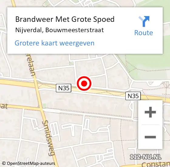 Locatie op kaart van de 112 melding: Brandweer Met Grote Spoed Naar Nijverdal, Bouwmeesterstraat op 15 september 2024 22:07