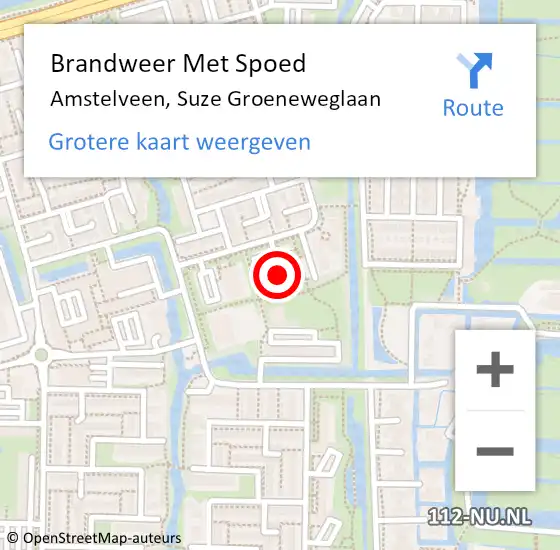 Locatie op kaart van de 112 melding: Brandweer Met Spoed Naar Amstelveen, Suze Groeneweglaan op 15 september 2024 22:17