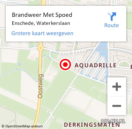 Locatie op kaart van de 112 melding: Brandweer Met Spoed Naar Enschede, Waterkerslaan op 15 september 2024 22:19