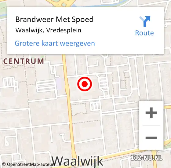 Locatie op kaart van de 112 melding: Brandweer Met Spoed Naar Waalwijk, Vredesplein op 15 september 2024 22:33