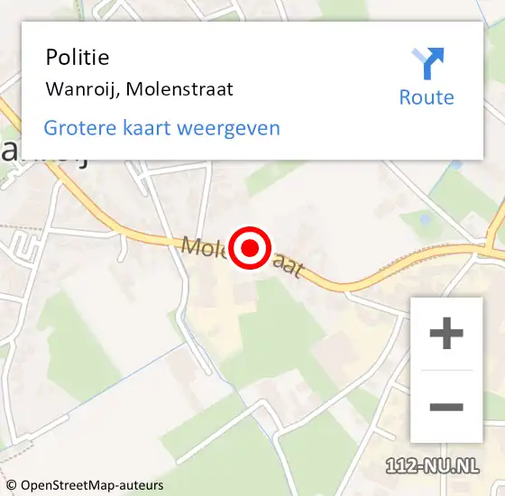 Locatie op kaart van de 112 melding: Politie Wanroij, Molenstraat op 15 september 2024 22:59