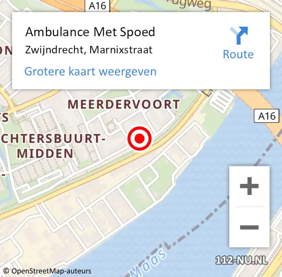 Locatie op kaart van de 112 melding: Ambulance Met Spoed Naar Zwijndrecht, Marnixstraat op 15 september 2024 23:10