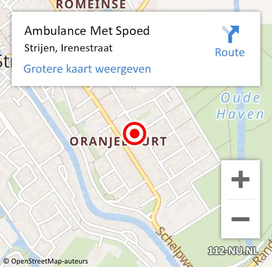 Locatie op kaart van de 112 melding: Ambulance Met Spoed Naar Strijen, Irenestraat op 15 september 2024 23:30