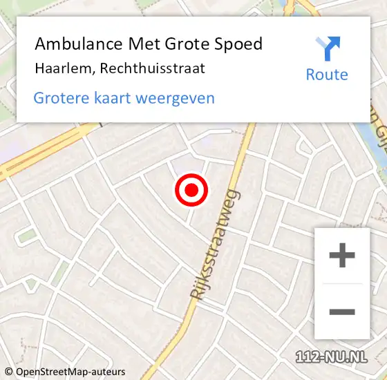 Locatie op kaart van de 112 melding: Ambulance Met Grote Spoed Naar Haarlem, Rechthuisstraat op 15 september 2024 23:31