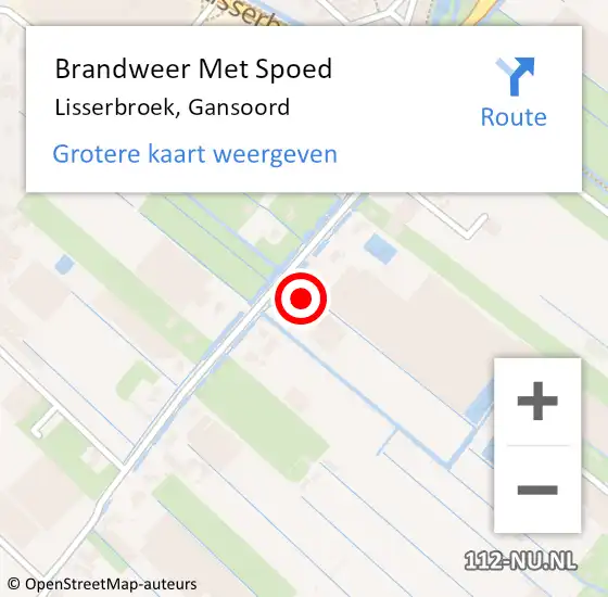 Locatie op kaart van de 112 melding: Brandweer Met Spoed Naar Lisserbroek, Gansoord op 15 september 2024 23:48