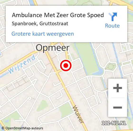 Locatie op kaart van de 112 melding: Ambulance Met Zeer Grote Spoed Naar Spanbroek, Gruttostraat op 15 september 2024 23:54