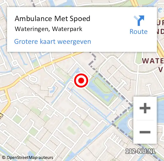 Locatie op kaart van de 112 melding: Ambulance Met Spoed Naar Wateringen, Waterpark op 16 september 2024 00:32