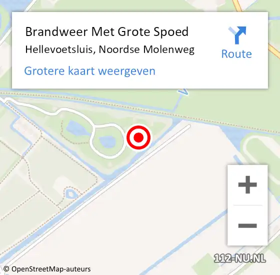 Locatie op kaart van de 112 melding: Brandweer Met Grote Spoed Naar Hellevoetsluis, Noordse Molenweg op 16 september 2024 00:38