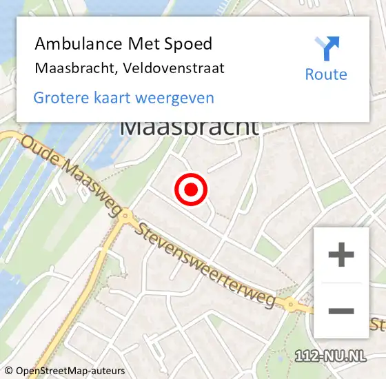 Locatie op kaart van de 112 melding: Ambulance Met Spoed Naar Maasbracht, Veldovenstraat op 16 september 2024 00:50