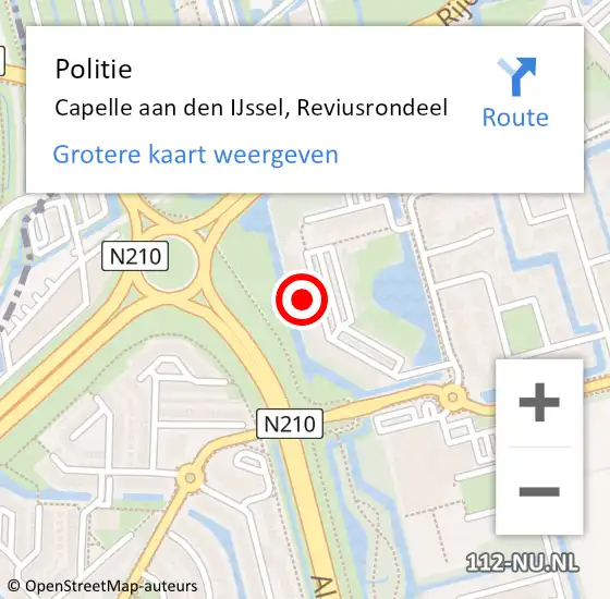 Locatie op kaart van de 112 melding: Politie Capelle aan den IJssel, Reviusrondeel op 16 september 2024 01:34