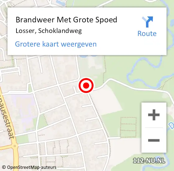 Locatie op kaart van de 112 melding: Brandweer Met Grote Spoed Naar Losser, Schoklandweg op 16 september 2024 02:06