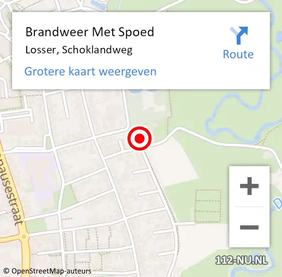 Locatie op kaart van de 112 melding: Brandweer Met Spoed Naar Losser, Schoklandweg op 16 september 2024 02:28