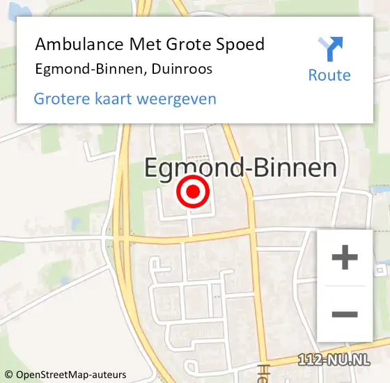 Locatie op kaart van de 112 melding: Ambulance Met Grote Spoed Naar Egmond-Binnen, Duinroos op 20 oktober 2014 10:35