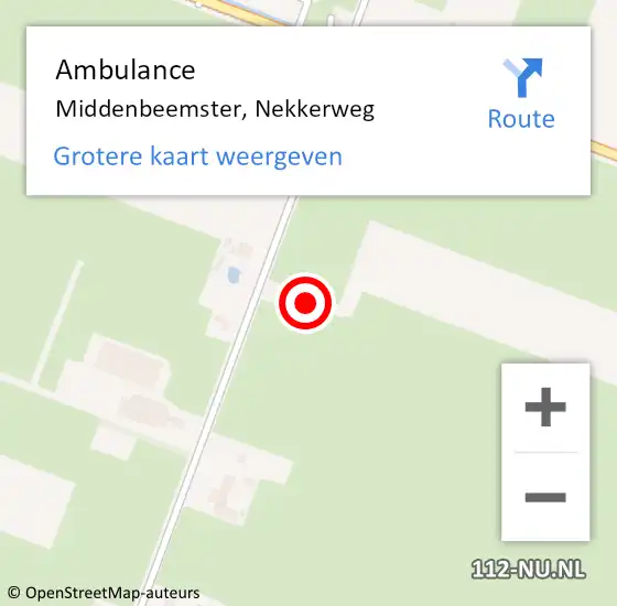 Locatie op kaart van de 112 melding: Ambulance Middenbeemster, Nekkerweg op 16 september 2024 06:10