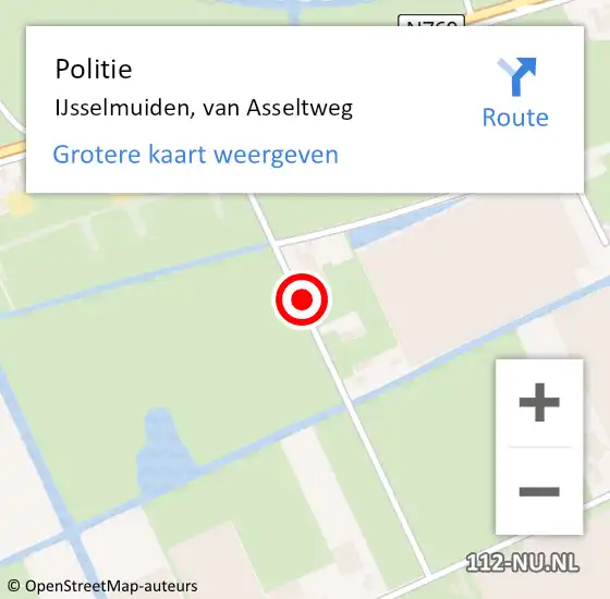 Locatie op kaart van de 112 melding: Politie IJsselmuiden, van Asseltweg op 16 september 2024 06:58