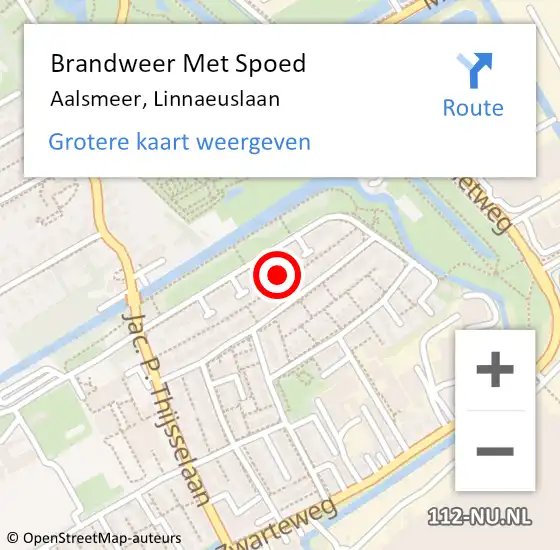 Locatie op kaart van de 112 melding: Brandweer Met Spoed Naar Aalsmeer, Linnaeuslaan op 16 september 2024 07:06