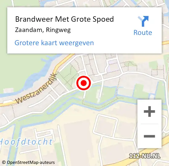 Locatie op kaart van de 112 melding: Brandweer Met Grote Spoed Naar Zaandam, Ringweg op 16 september 2024 08:00