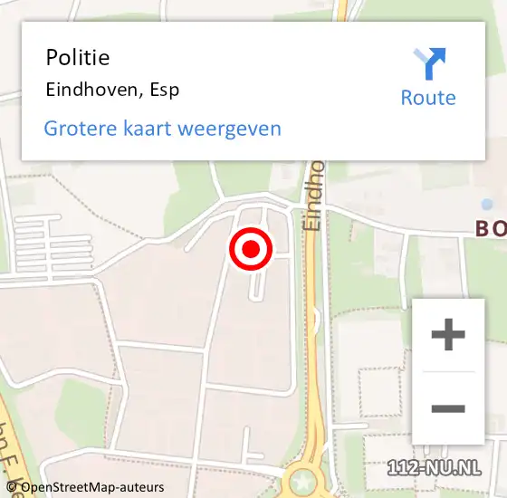 Locatie op kaart van de 112 melding: Politie Eindhoven, Esp op 16 september 2024 08:09