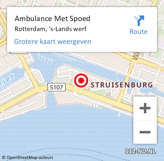 Locatie op kaart van de 112 melding: Ambulance Met Spoed Naar Rotterdam, 's-Lands werf op 16 september 2024 08:16