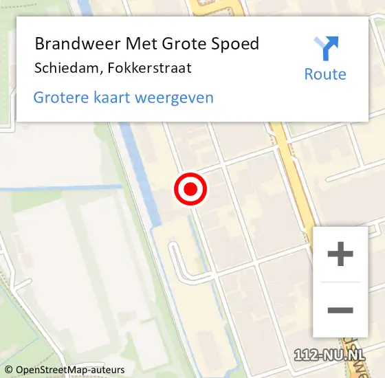 Locatie op kaart van de 112 melding: Brandweer Met Grote Spoed Naar Schiedam, Fokkerstraat op 16 september 2024 09:37