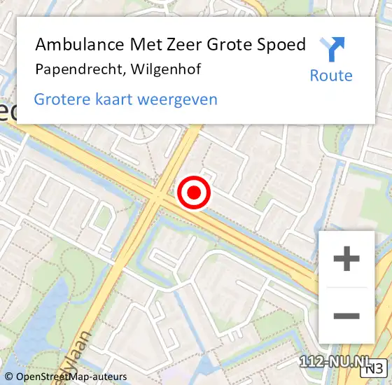 Locatie op kaart van de 112 melding: Ambulance Met Zeer Grote Spoed Naar Papendrecht, Wilgenhof op 16 september 2024 09:46