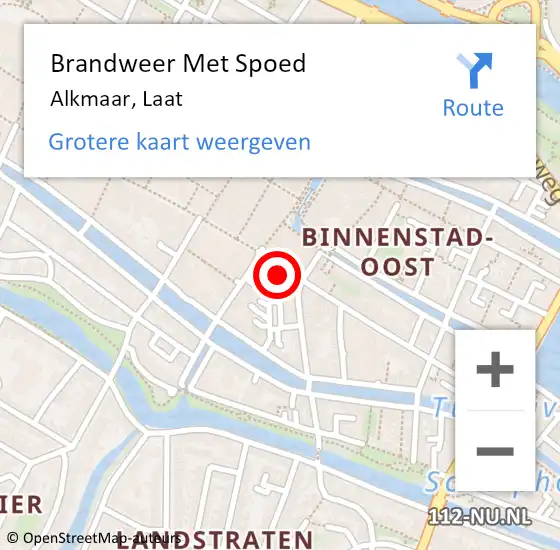 Locatie op kaart van de 112 melding: Brandweer Met Spoed Naar Alkmaar, Laat op 16 september 2024 10:00