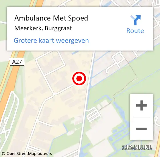 Locatie op kaart van de 112 melding: Ambulance Met Spoed Naar Meerkerk, Burggraaf op 16 september 2024 10:05