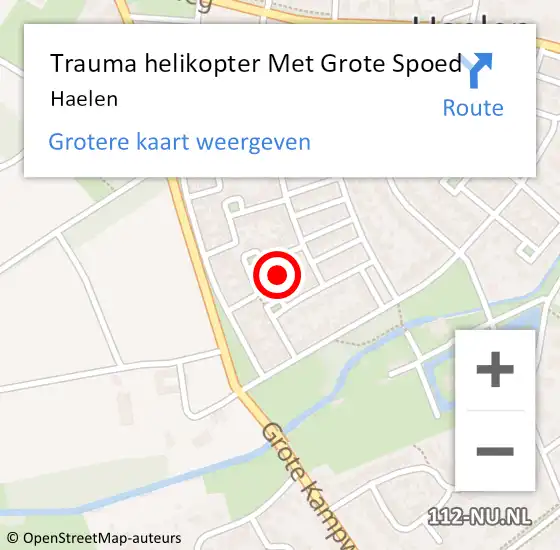 Locatie op kaart van de 112 melding: Trauma helikopter Met Grote Spoed Naar Haelen op 16 september 2024 10:11