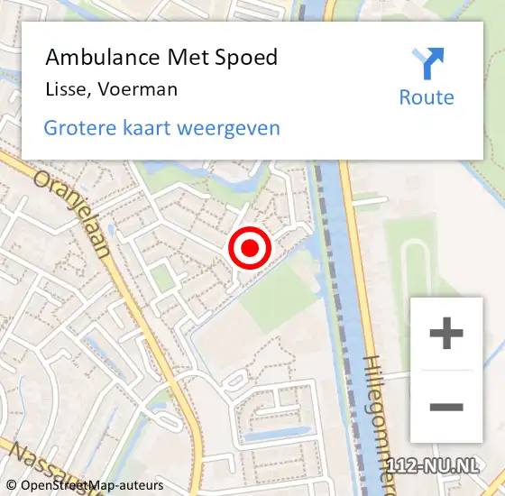 Locatie op kaart van de 112 melding: Ambulance Met Spoed Naar Lisse, Voerman op 16 september 2024 10:24