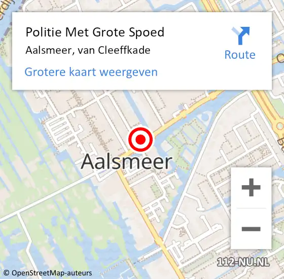 Locatie op kaart van de 112 melding: Politie Met Grote Spoed Naar Aalsmeer, van Cleeffkade op 16 september 2024 10:45