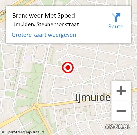 Locatie op kaart van de 112 melding: Brandweer Met Spoed Naar IJmuiden, Stephensonstraat op 16 september 2024 11:16