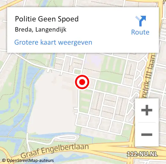 Locatie op kaart van de 112 melding: Politie Geen Spoed Naar Breda, Langendijk op 16 september 2024 11:18