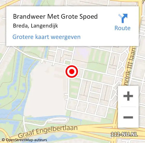 Locatie op kaart van de 112 melding: Brandweer Met Grote Spoed Naar Breda, Langendijk op 16 september 2024 11:18