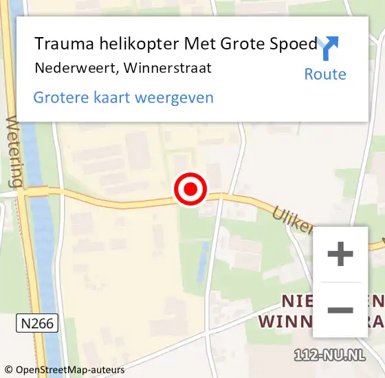 Locatie op kaart van de 112 melding: Trauma helikopter Met Grote Spoed Naar Nederweert, Winnerstraat op 16 september 2024 11:26