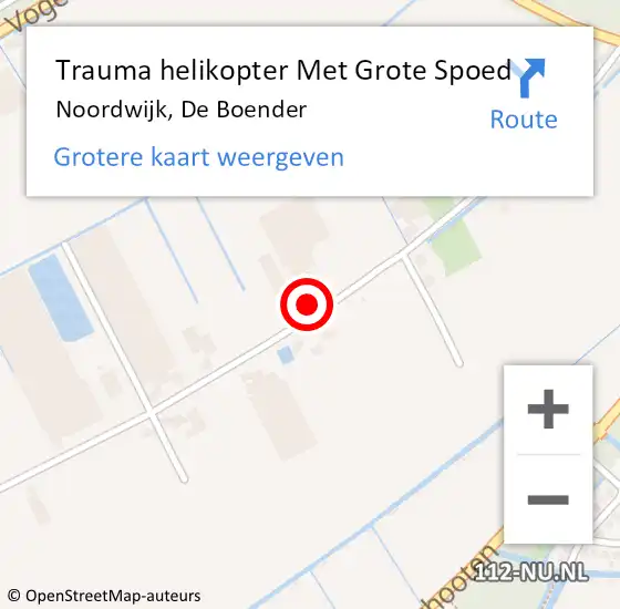 Locatie op kaart van de 112 melding: Trauma helikopter Met Grote Spoed Naar Noordwijk, De Boender op 16 september 2024 11:28