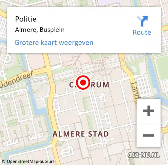 Locatie op kaart van de 112 melding: Politie Almere, Busplein op 16 september 2024 11:45