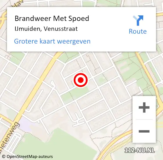 Locatie op kaart van de 112 melding: Brandweer Met Spoed Naar IJmuiden, Venusstraat op 16 september 2024 11:48