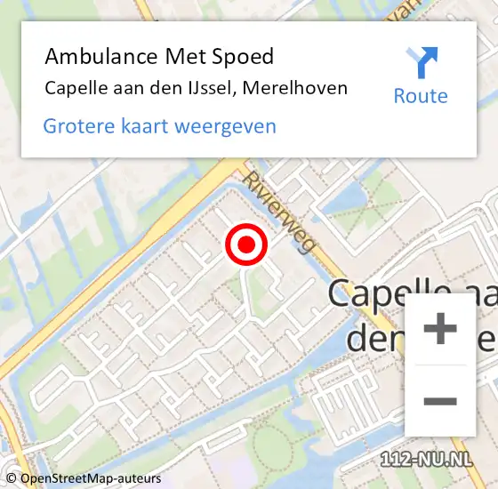 Locatie op kaart van de 112 melding: Ambulance Met Spoed Naar Capelle aan den IJssel, Merelhoven op 16 september 2024 11:50