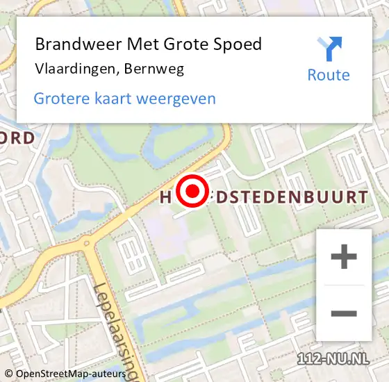 Locatie op kaart van de 112 melding: Brandweer Met Grote Spoed Naar Vlaardingen, Bernweg op 16 september 2024 12:02