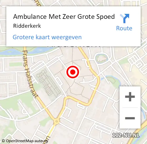 Locatie op kaart van de 112 melding: Ambulance Met Zeer Grote Spoed Naar Ridderkerk op 16 september 2024 12:04