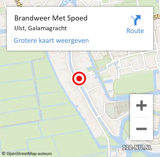 Locatie op kaart van de 112 melding: Brandweer Met Spoed Naar IJlst, Galamagracht op 16 september 2024 12:05