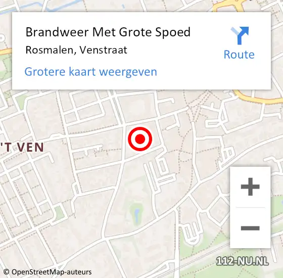 Locatie op kaart van de 112 melding: Brandweer Met Grote Spoed Naar Rosmalen, Venstraat op 16 september 2024 12:21