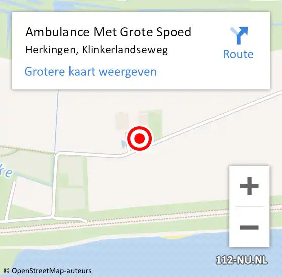 Locatie op kaart van de 112 melding: Ambulance Met Grote Spoed Naar Herkingen, Klinkerlandseweg op 16 september 2024 12:23