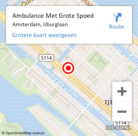 Locatie op kaart van de 112 melding: Ambulance Met Grote Spoed Naar Amsterdam, IJburglaan op 16 september 2024 12:25